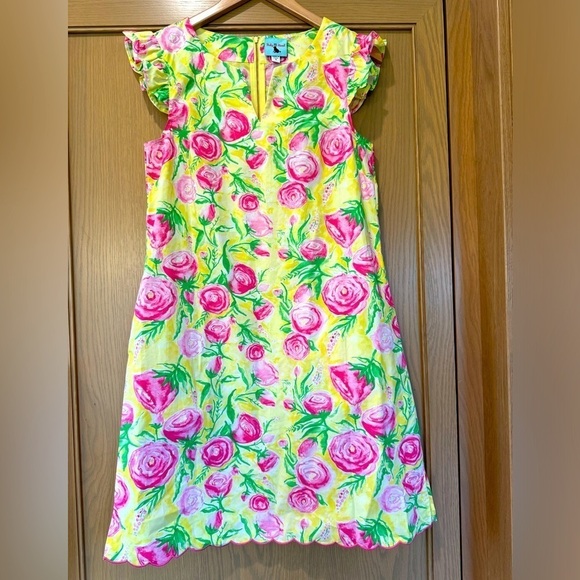 Haley and the Hound Floral Scalloped Ruffle Cap Sleeveless Dress / small - Picture 1 of 15